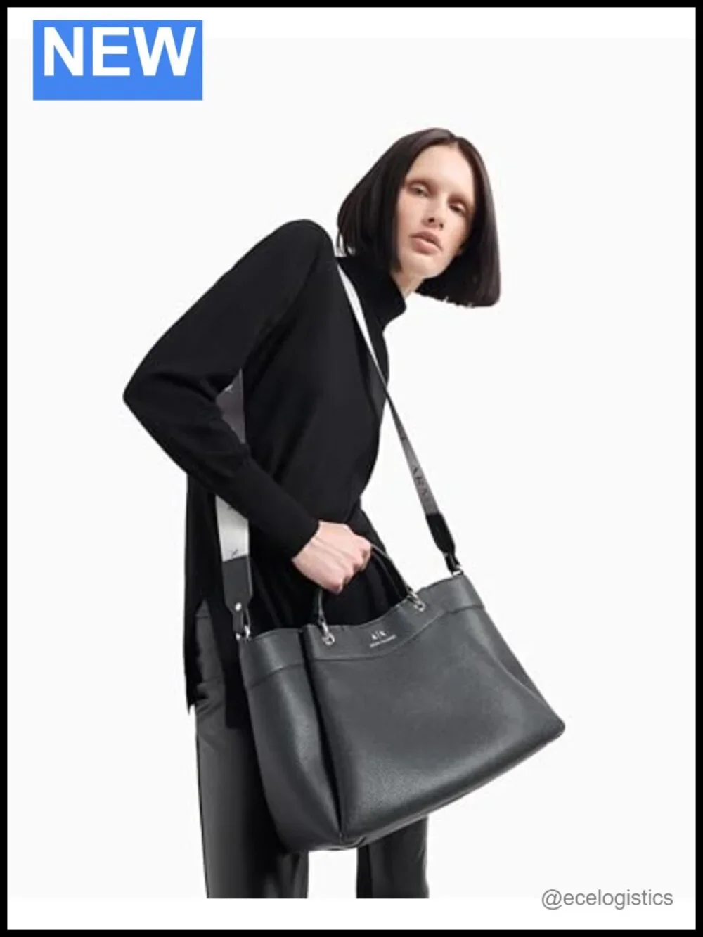 Armani Exchange Tote Bag with Button Closure